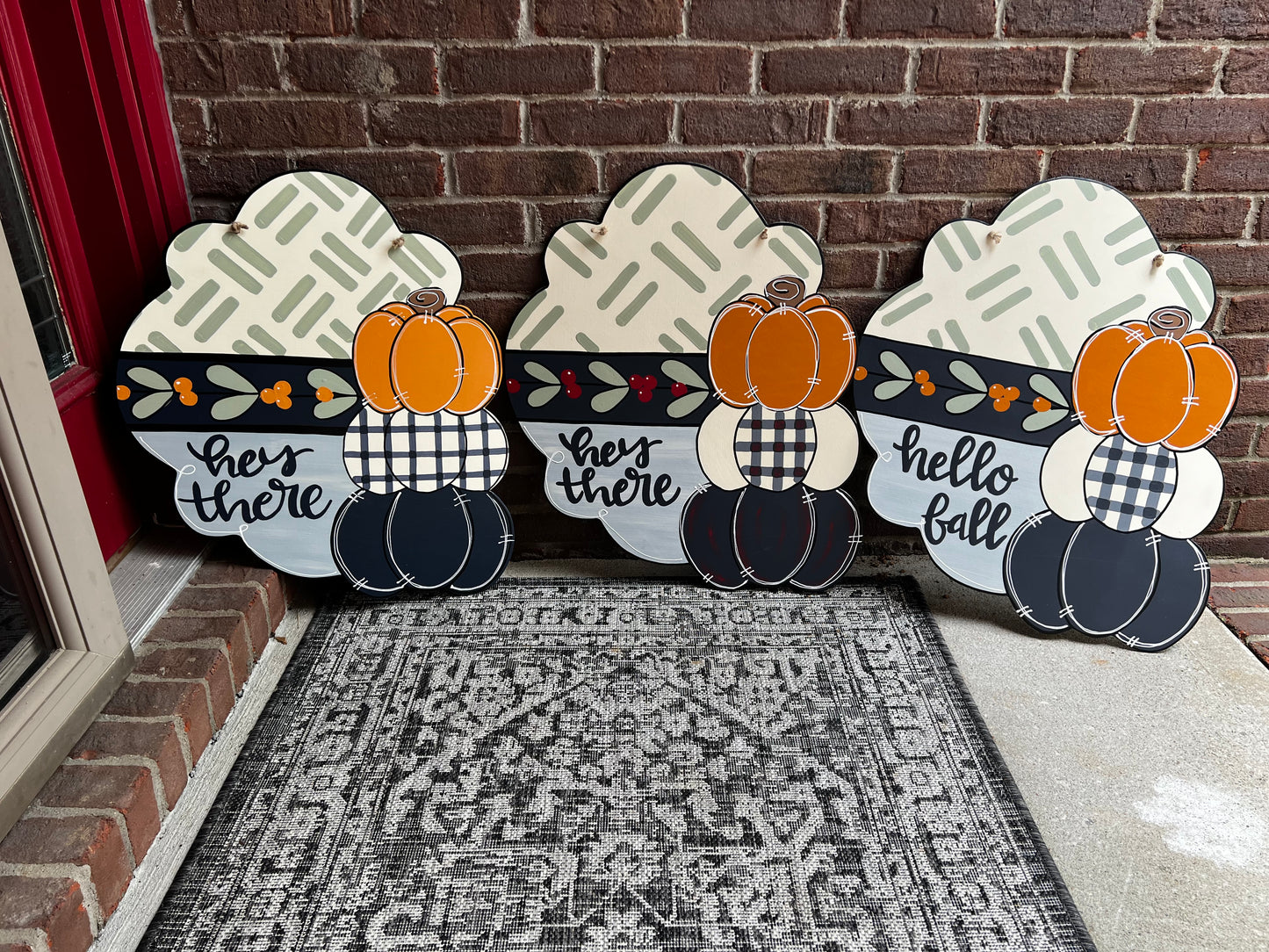 Hey There Stacked Pumpkins Door Hanger - Preorder