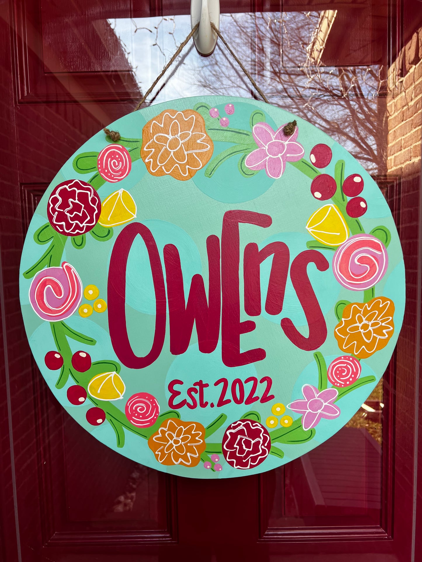 Customized Floral Round Door Hanger - Template