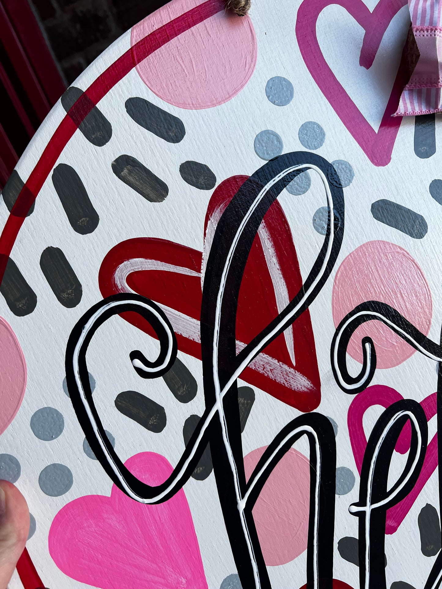 Hello Valentine Grey Door Hanger- Preorder