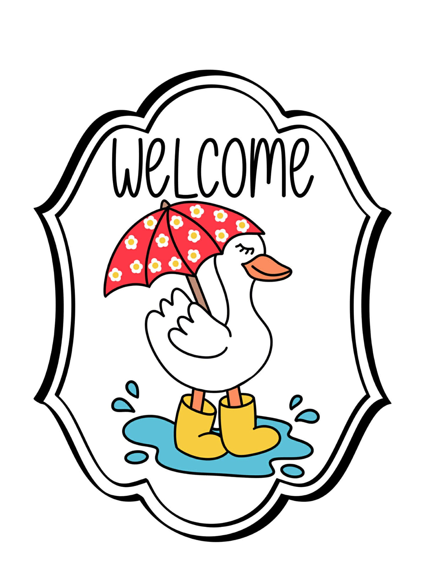 Rainy Day Goose Red Door Hanger - Preorder