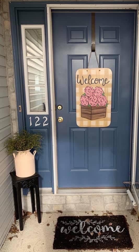 Flower Plaid Door Hanger - Preorder