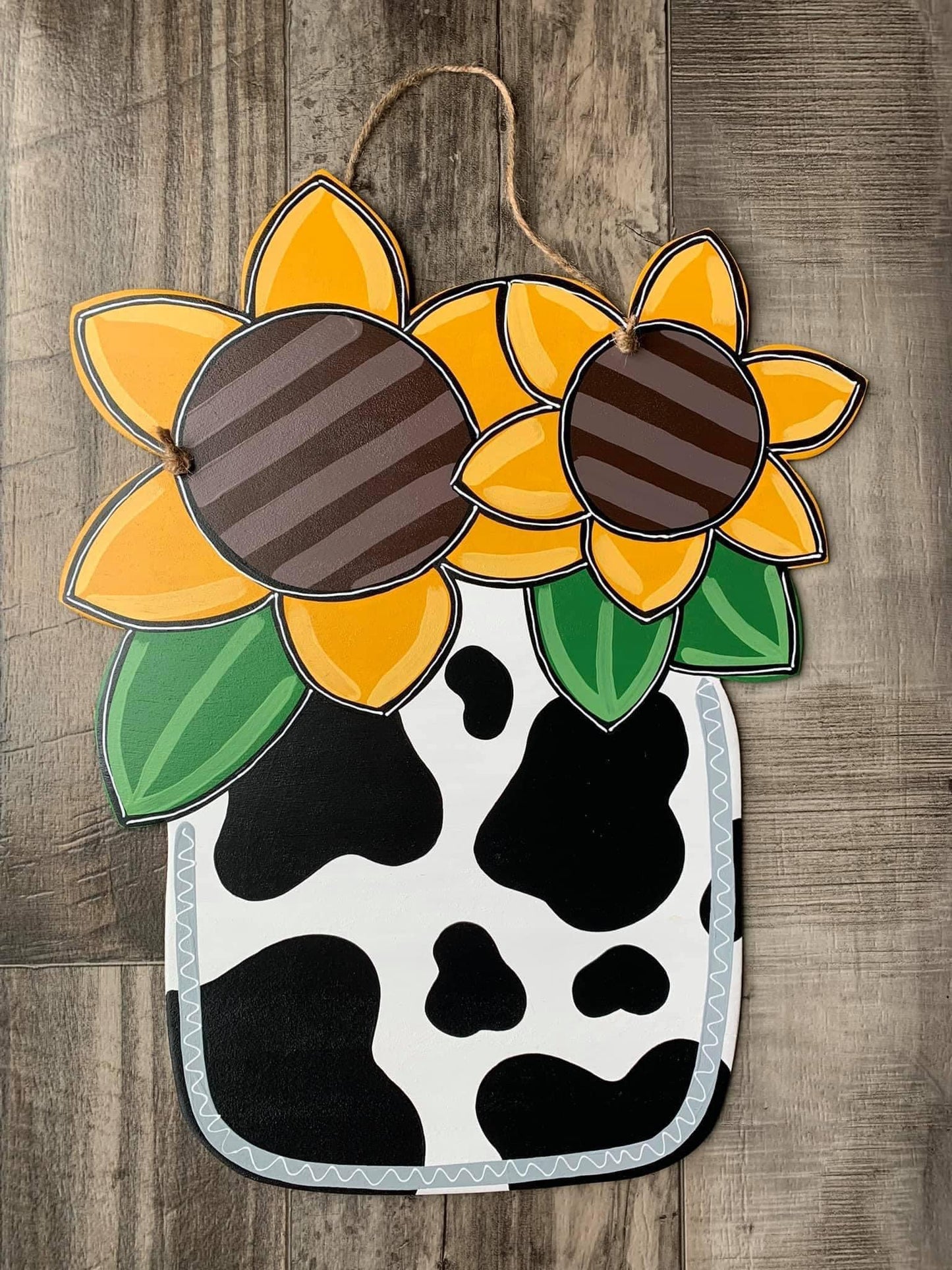 Cow Print Mason Jar Door Hanger - Preorder