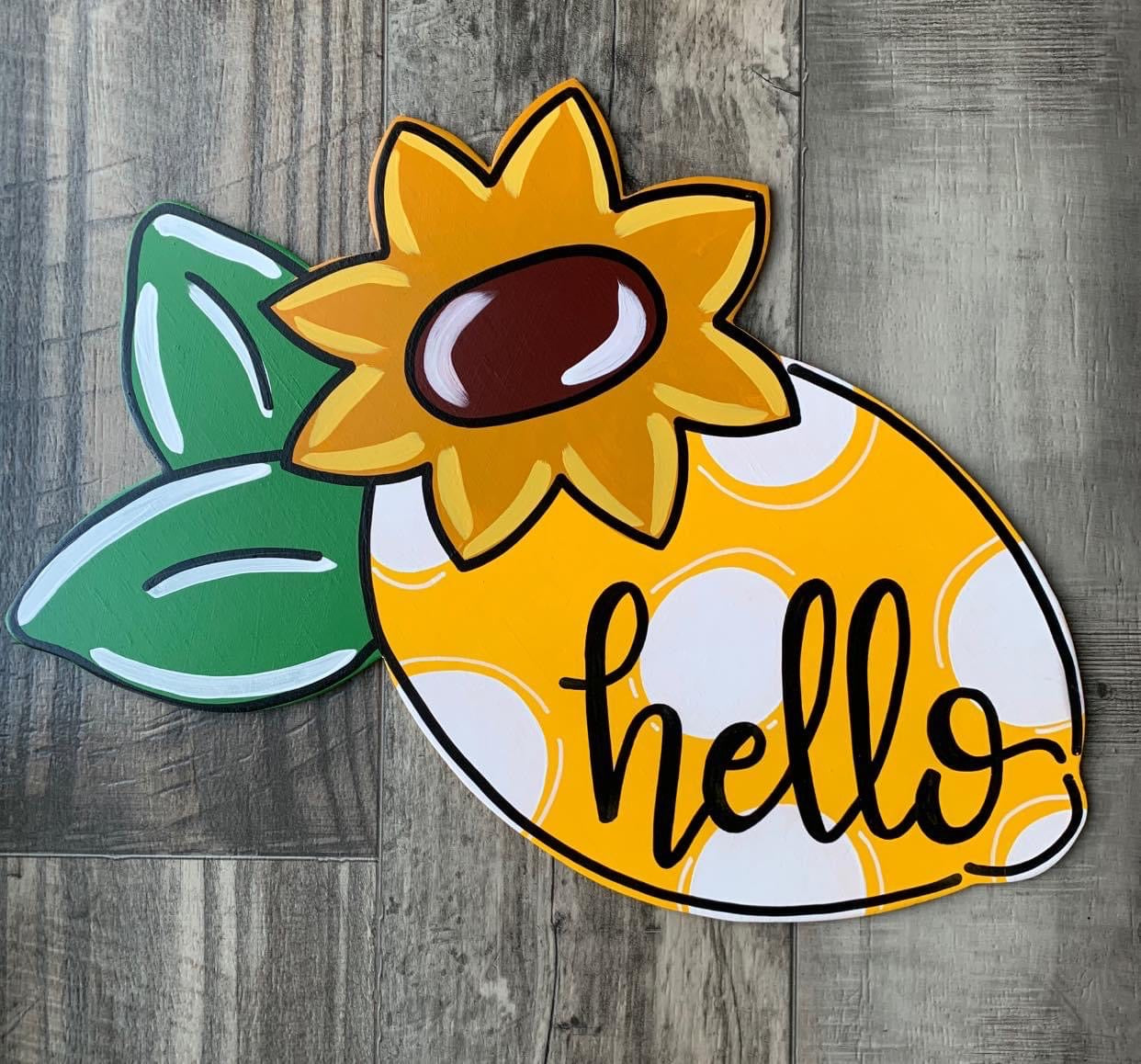 Lemon Sunflower Door Hanger - Preorder