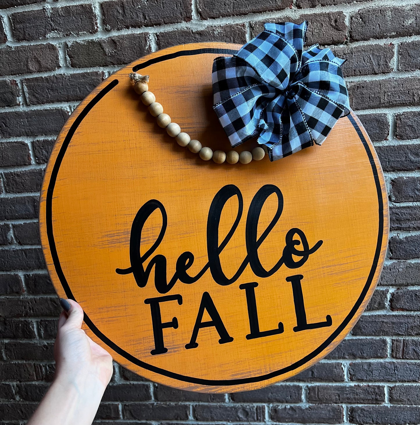Hello Fall Round Door Hanger - Preorder