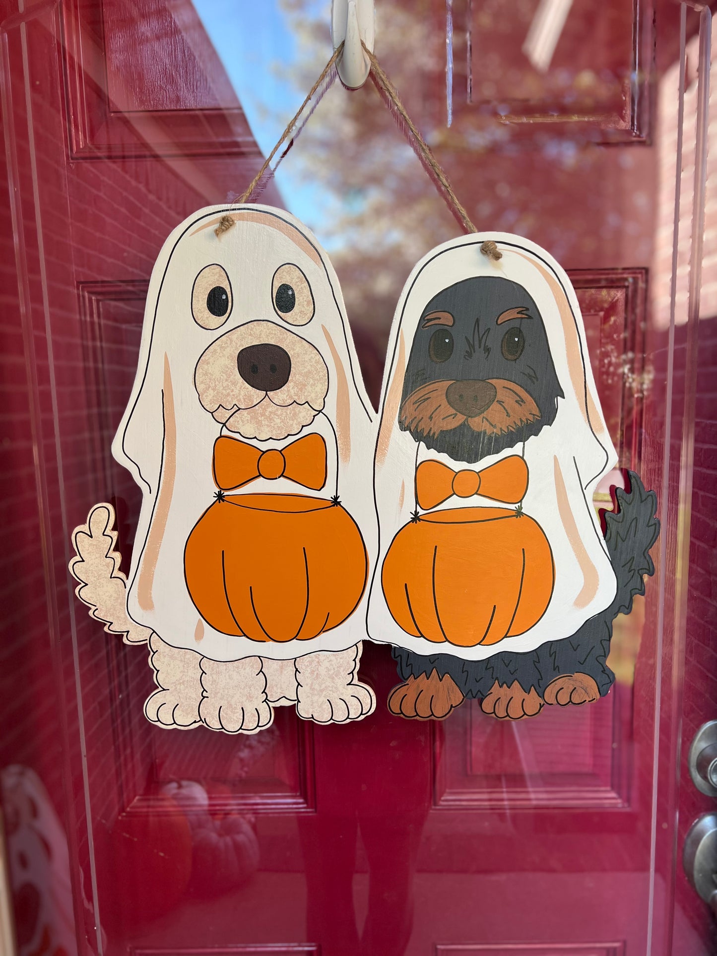 2 Dog Ghost Door Hanger - Preorder
