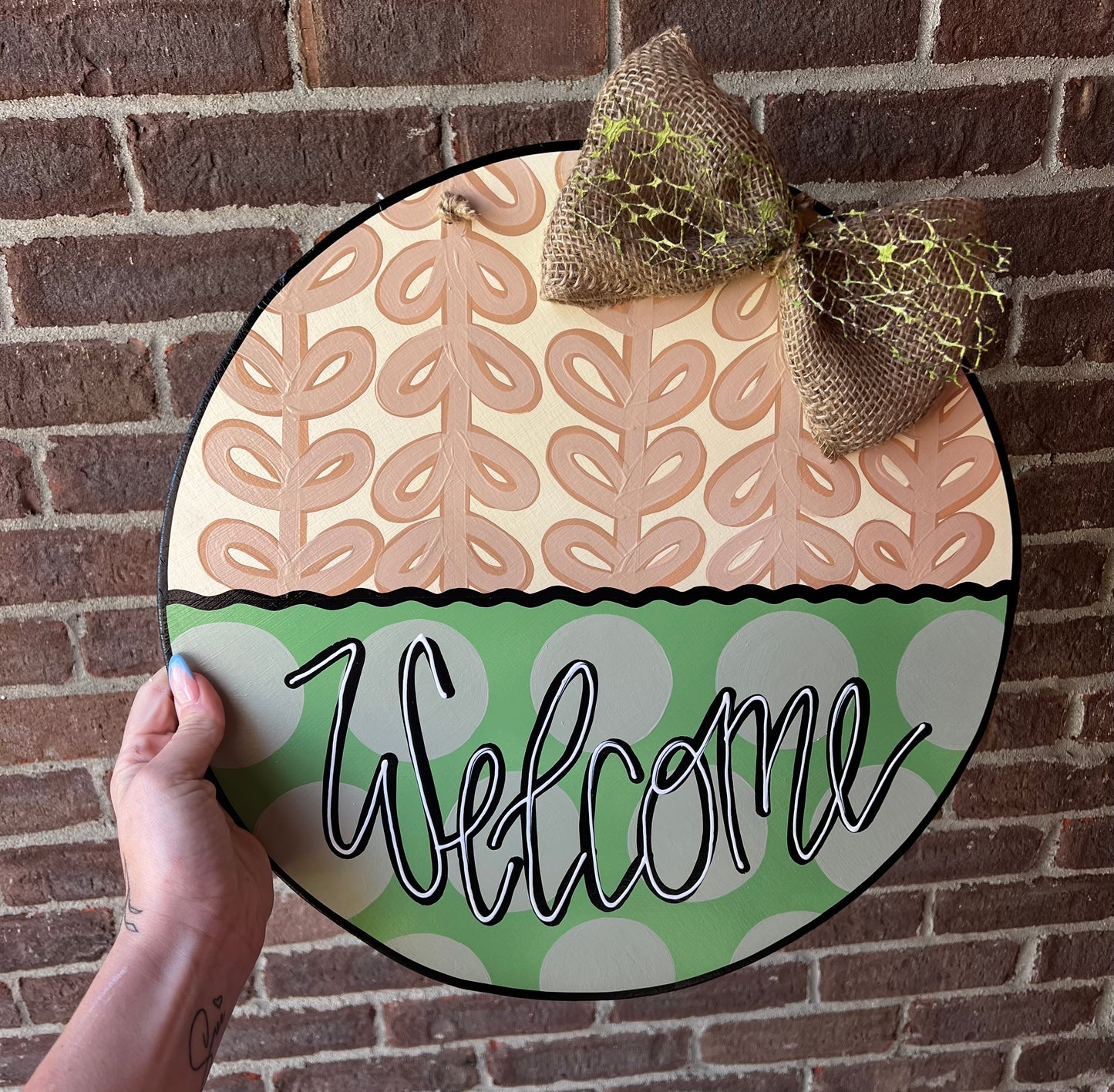 Boho Welcome Green Door hanger- Preorder