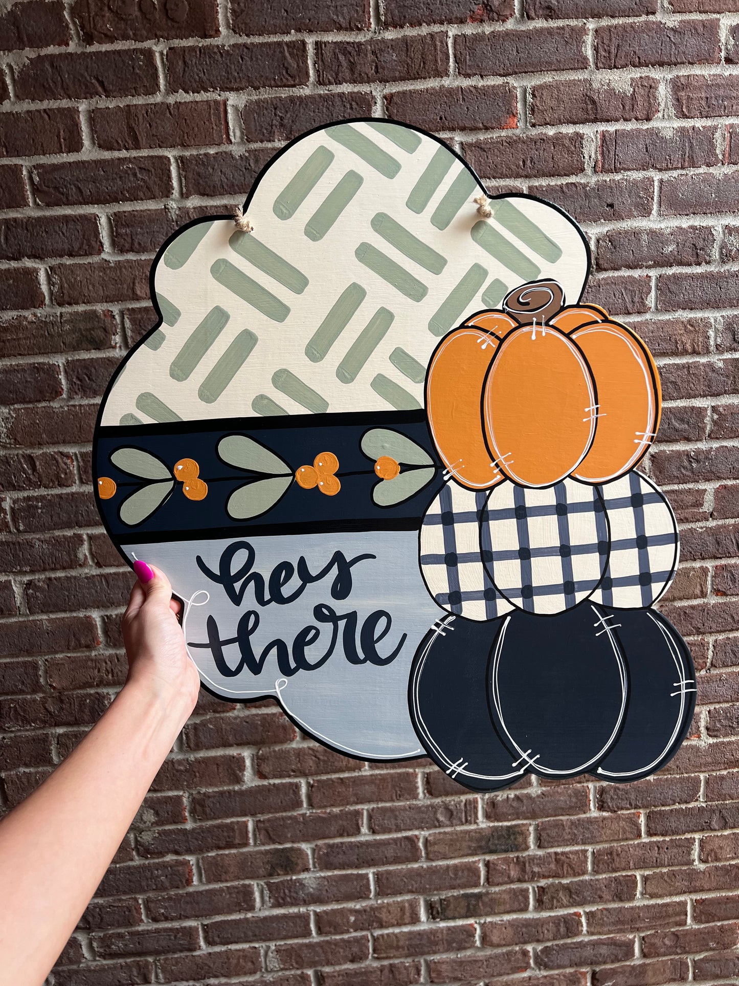 Hey There Stacked Pumpkins Door Hanger - Preorder