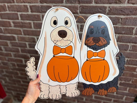 2 Dog Ghost Door Hanger - Preorder