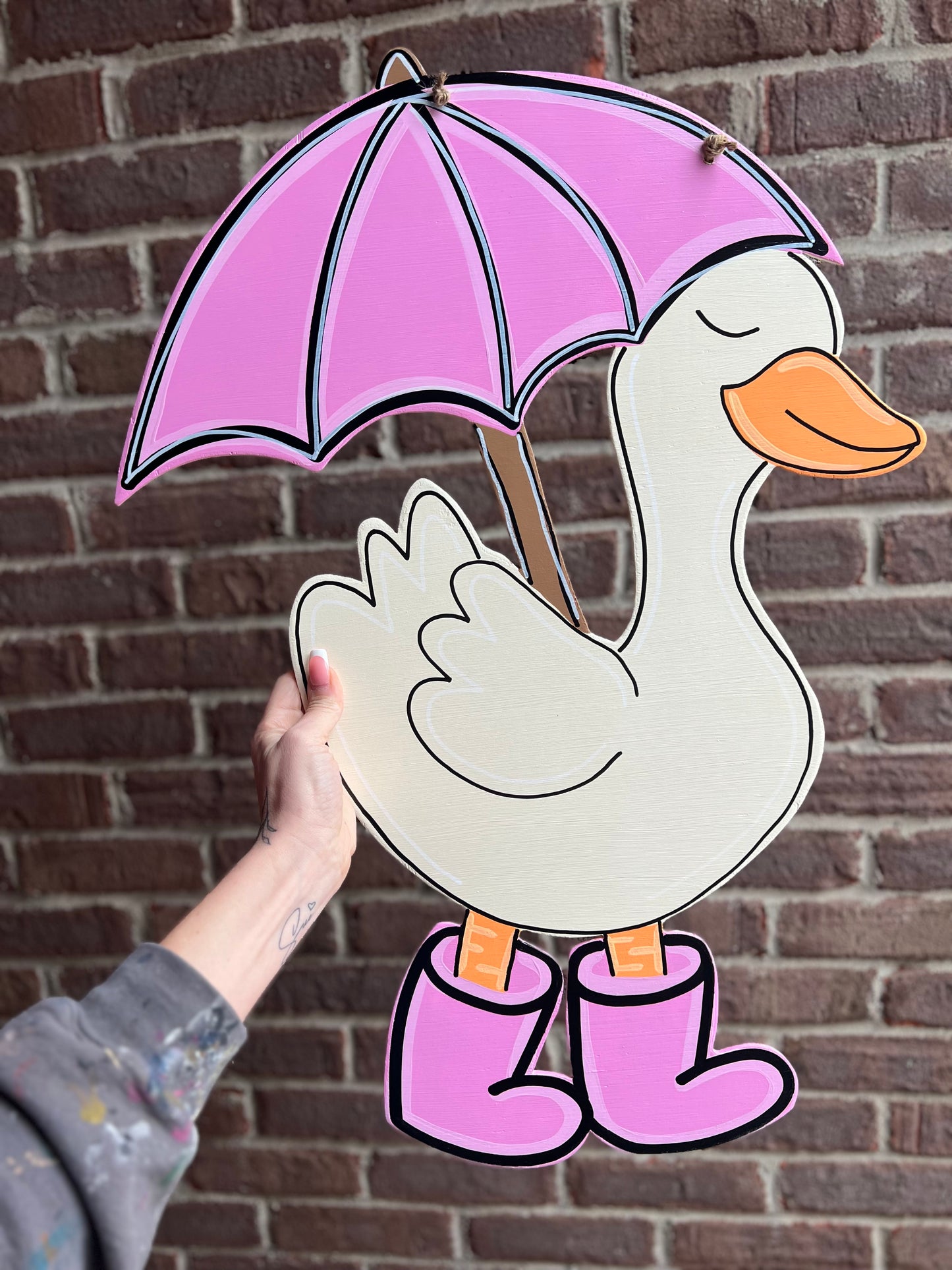 Rainy Day Goose Door Hanger - Preorder