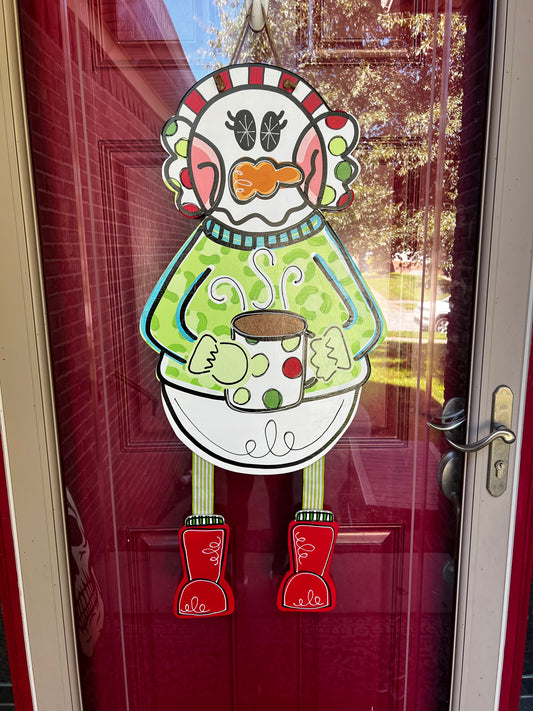 Snowman with Ribbon Legs Door Hanger - Preorder