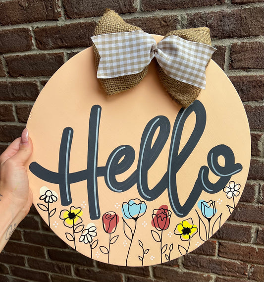 Hello Floral Door Hanger - Preorder