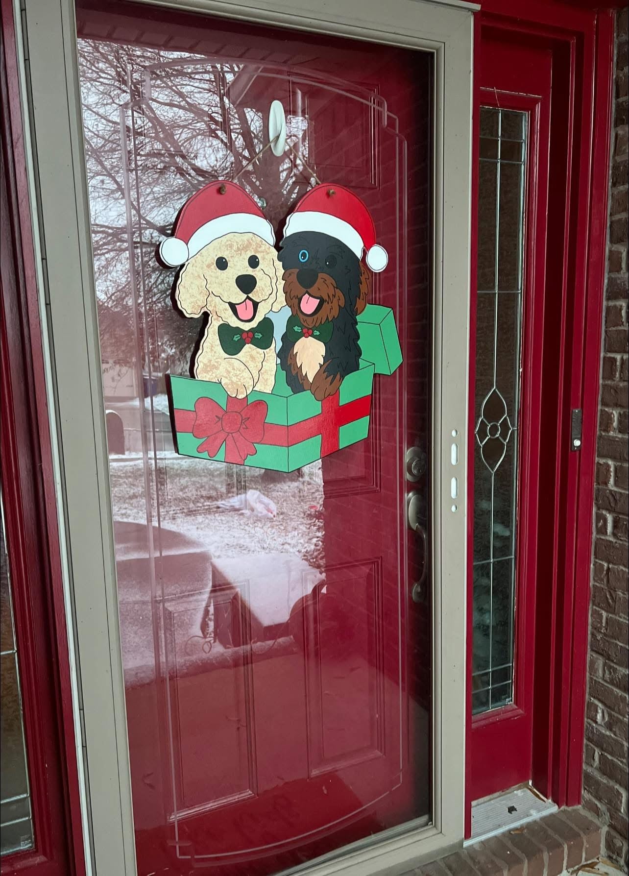Christmas Gift Double Dog Door Hanger - Preorder