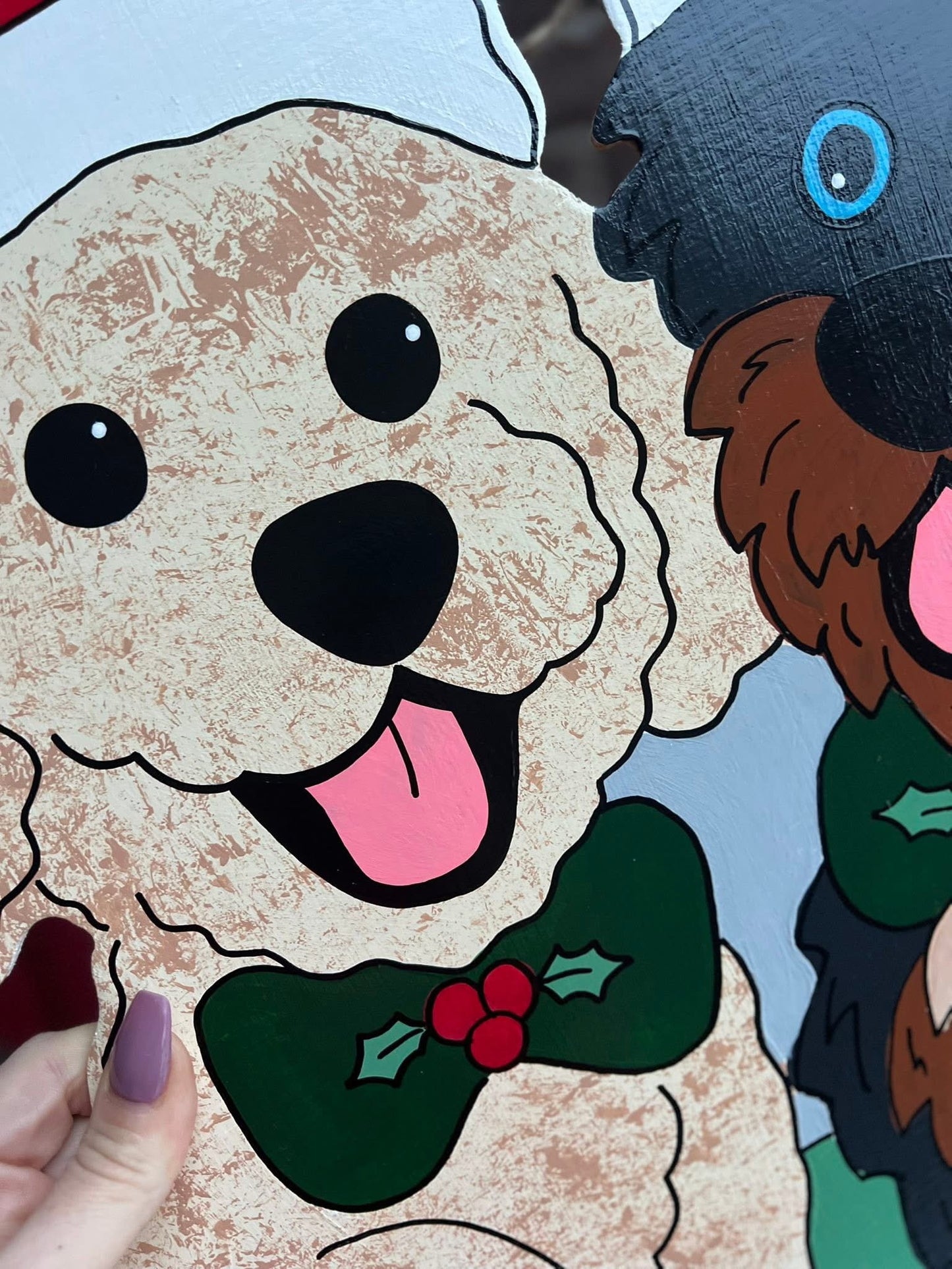 Christmas Gift Double Dog Door Hanger - Preorder