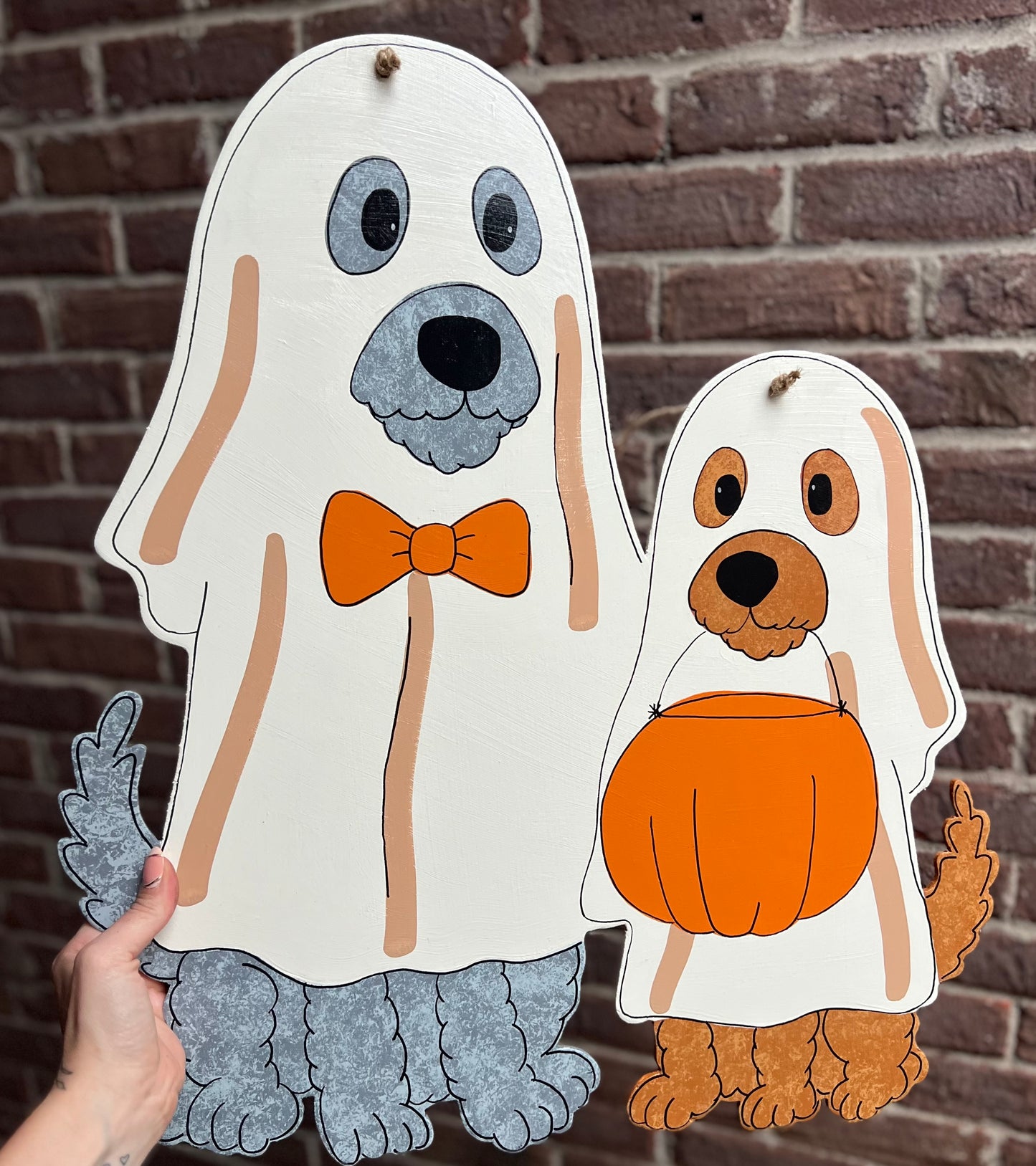 2 Dog Ghost Door Hanger - Preorder