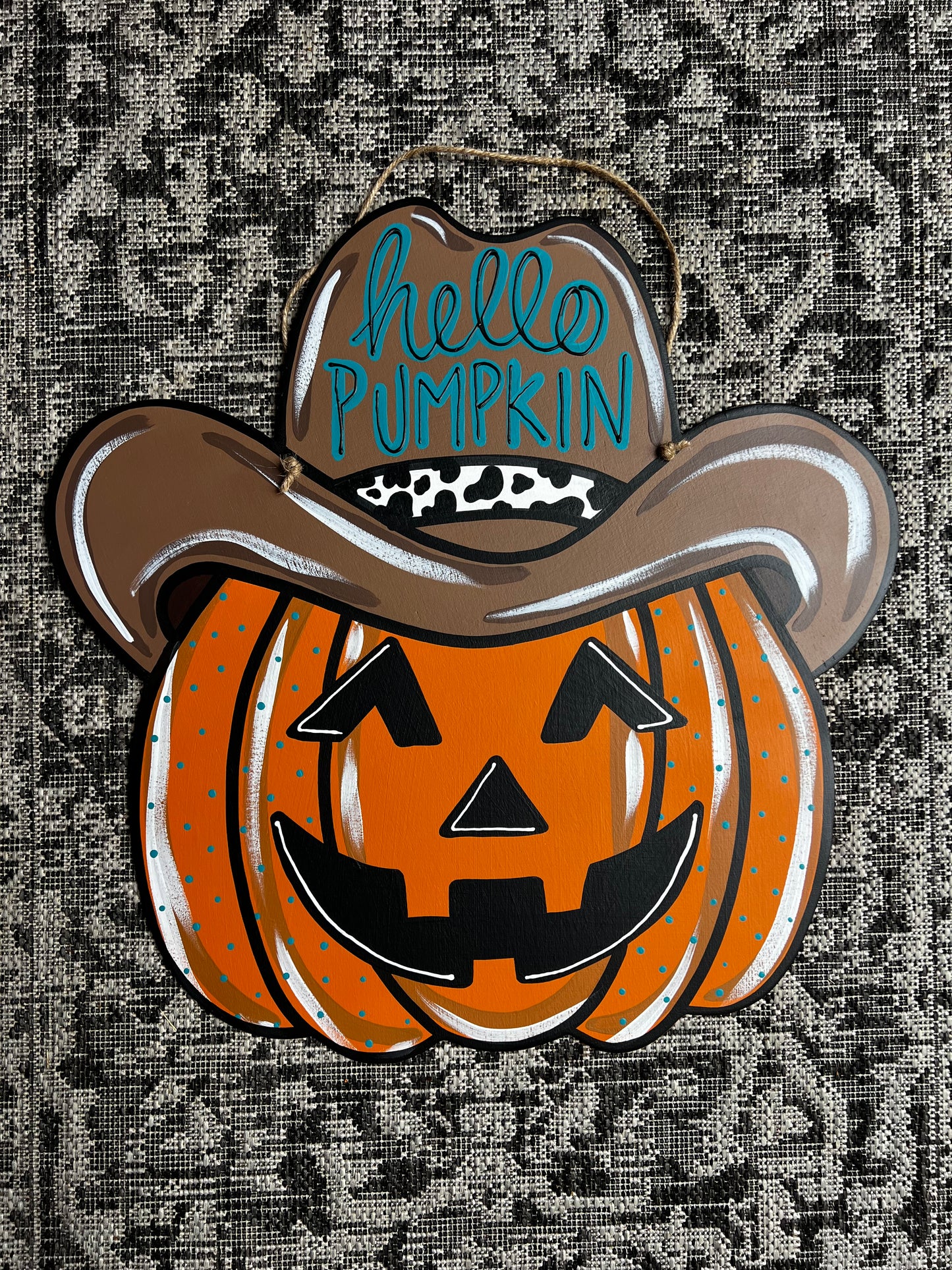 Cowboy Pumpkin Door Hanger- Preorder