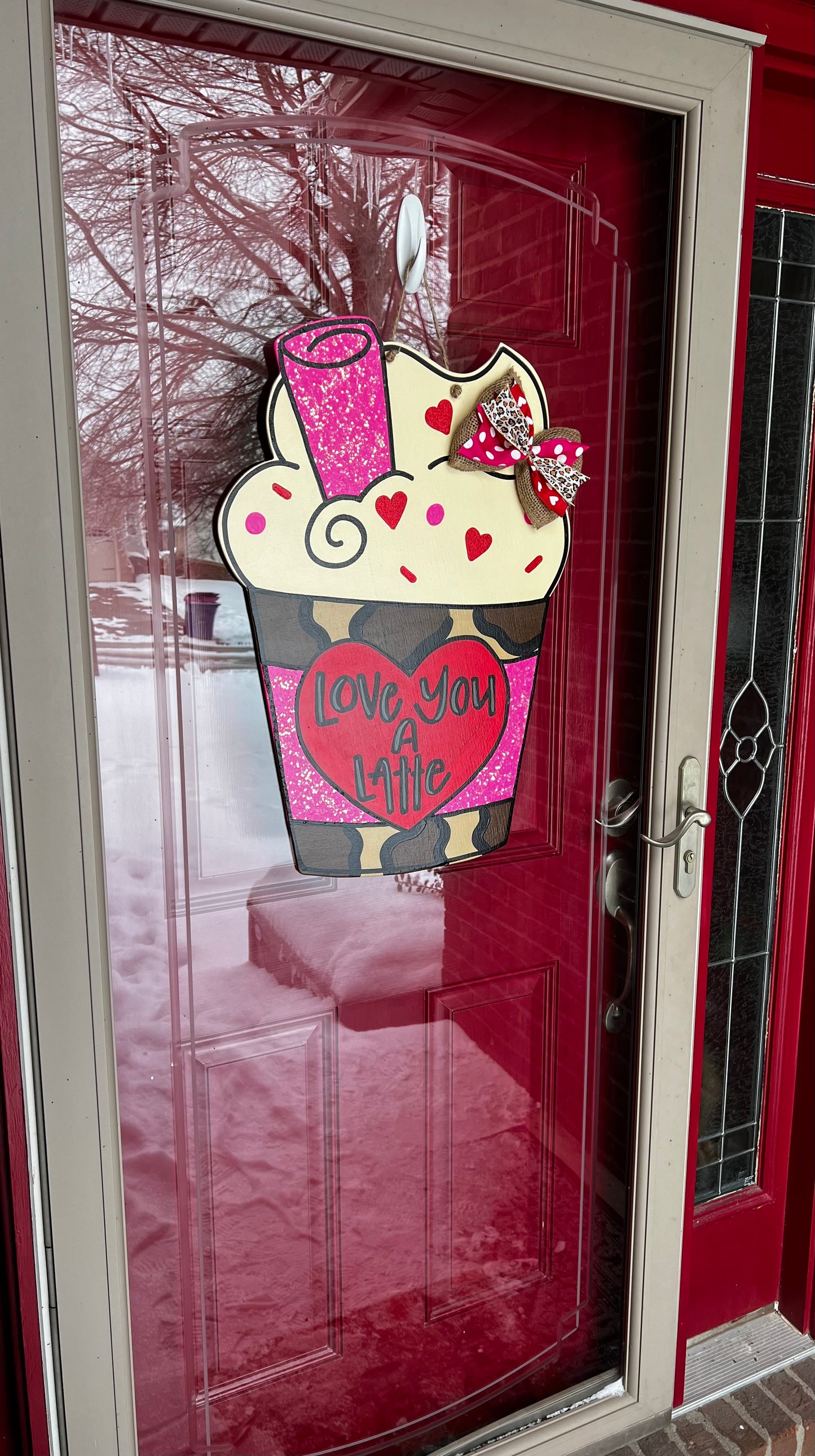 Love You A Latte Leopard Door Hanger - Preorder