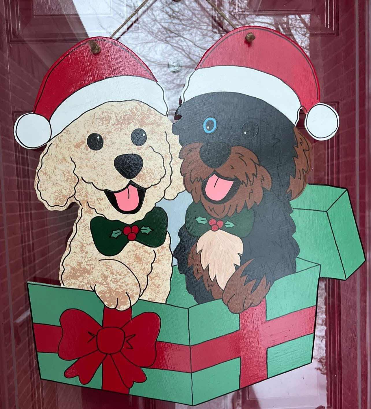 Christmas Gift Double Dog Door Hanger - Preorder