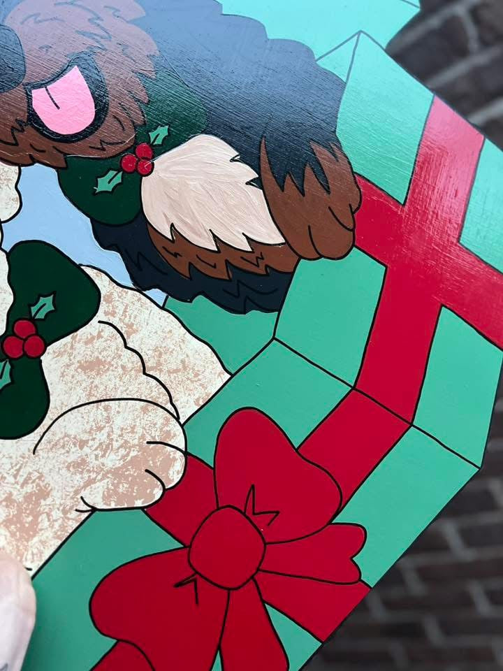 Christmas Gift Double Dog Door Hanger - Preorder