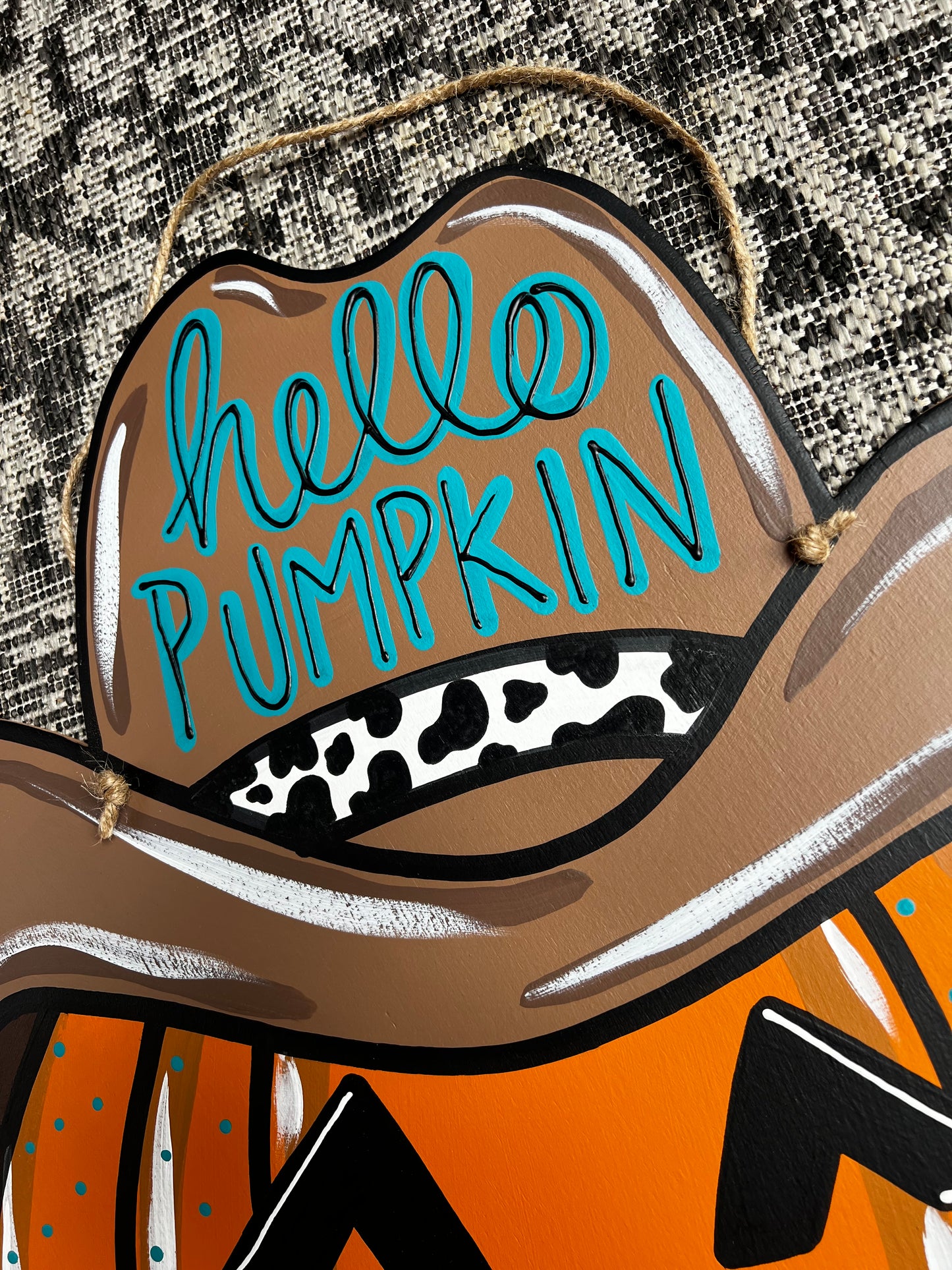 Cowboy Pumpkin Door Hanger- Preorder