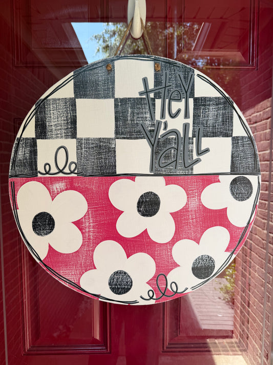 Hey Y’all Check Door Hanger - Preorder