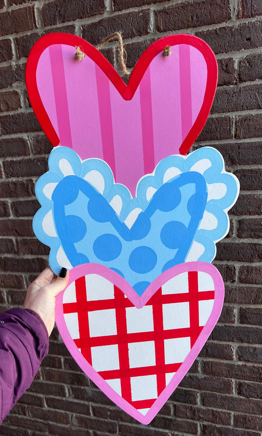 Stacked Heart Door Hanger - Preorder
