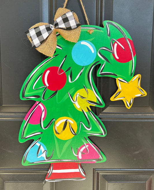 Leaning Christmas Tree Door Hanger - Preorder