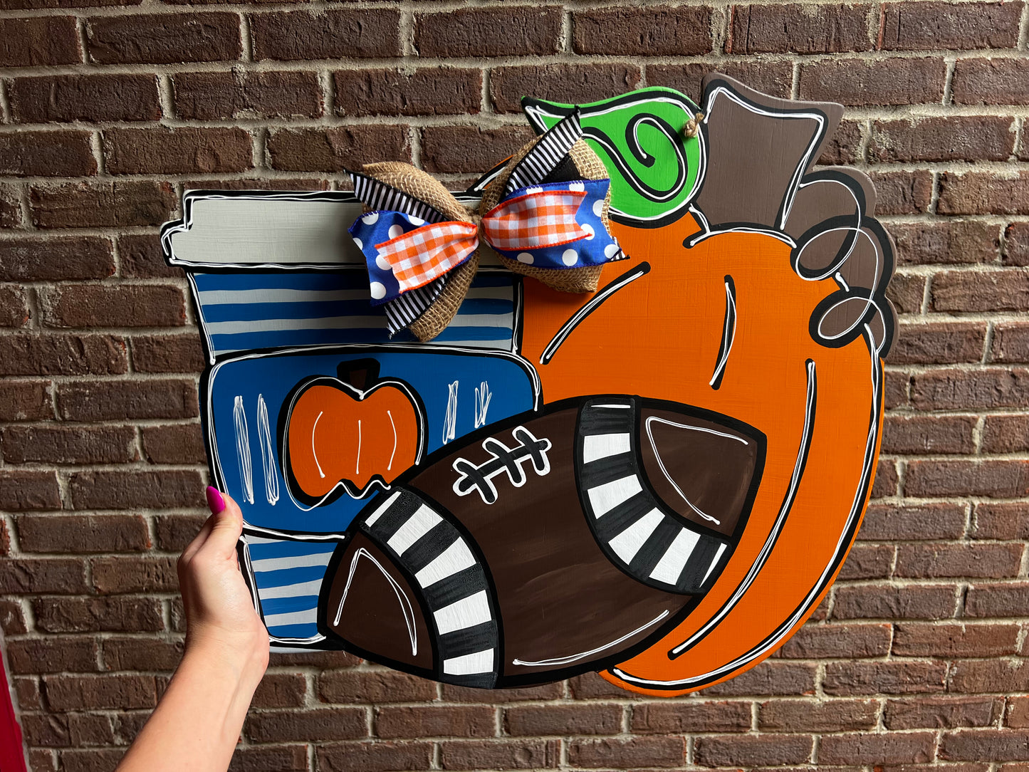 Coffee Football Fall Door Hanger - preorder