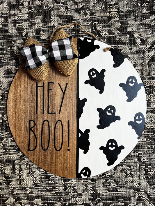 Hey Boo Round Door Hanger - Preorder