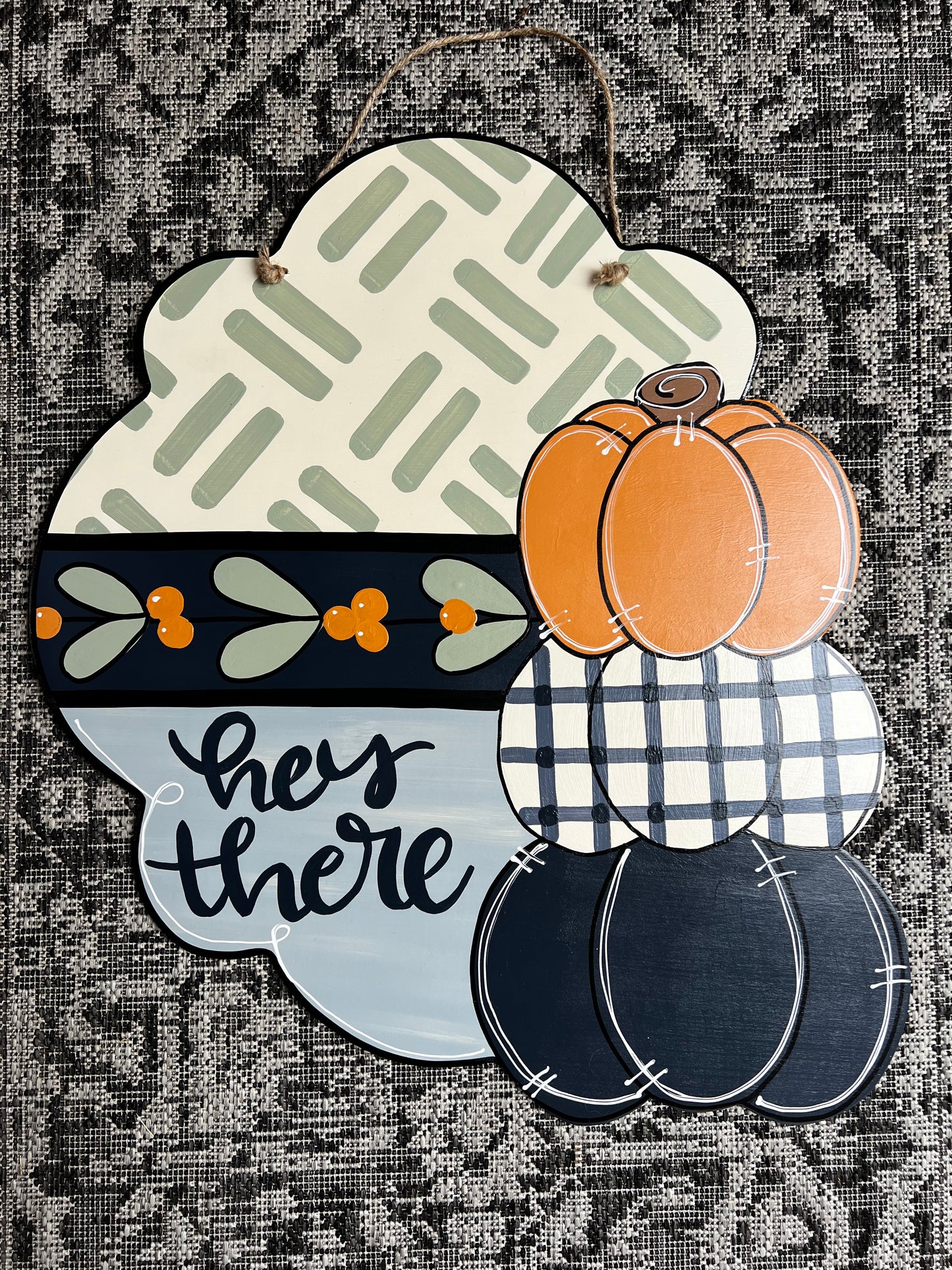 Hey There Stacked Pumpkins Door Hanger - Preorder