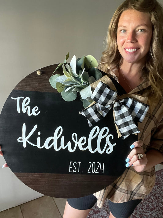 Customizable Name Est. Door Hanger - Preorder