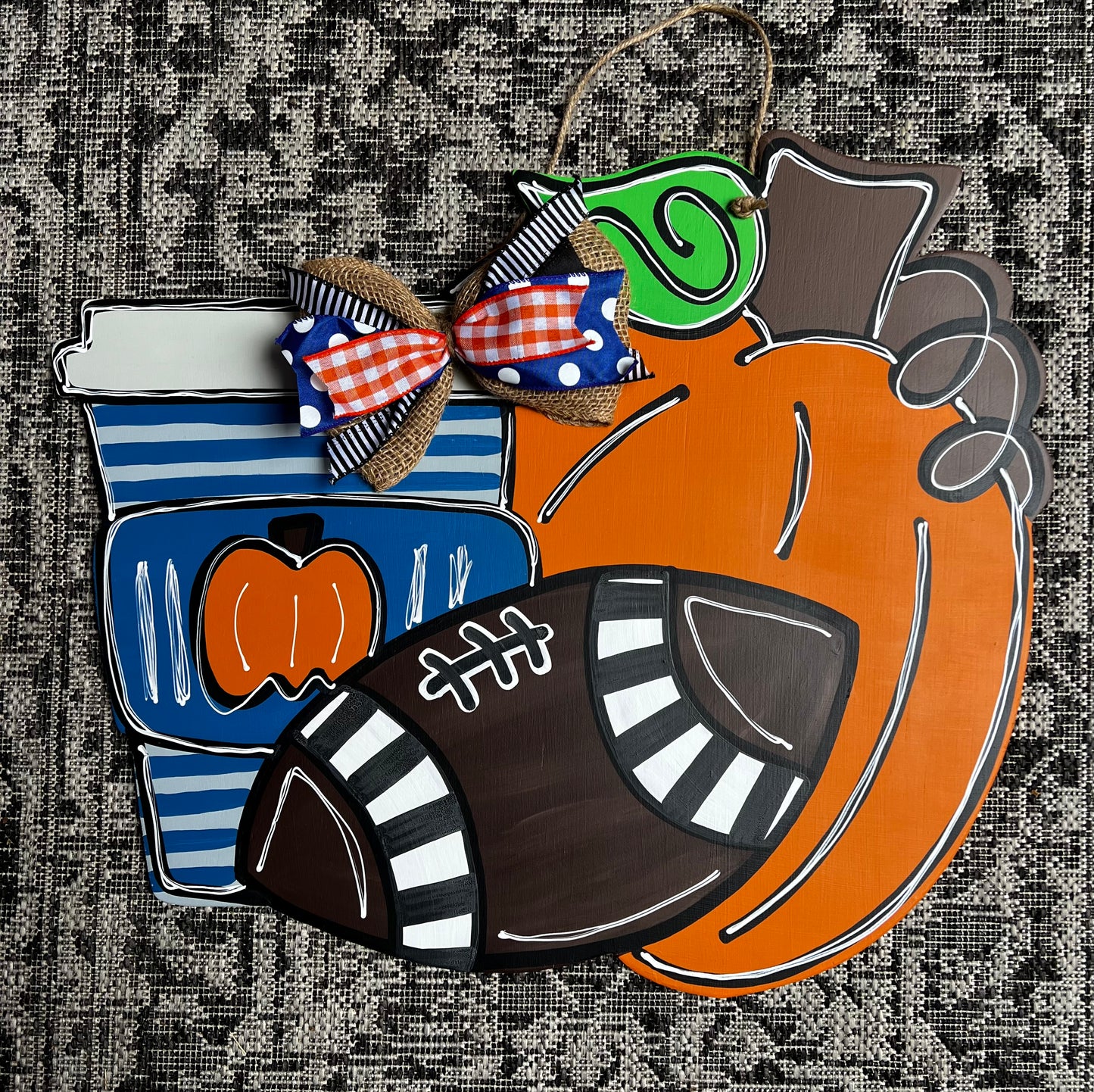 Coffee Football Fall Door Hanger - preorder