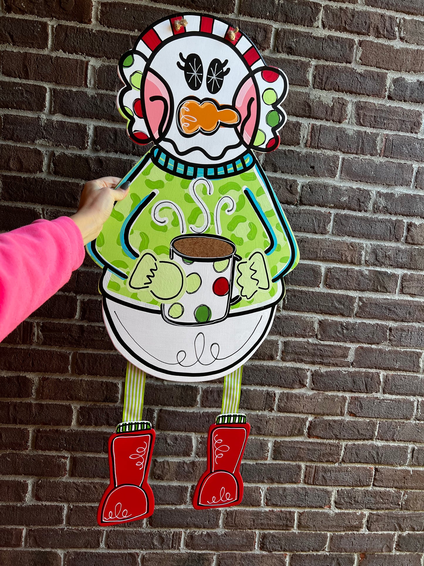Snowman with Ribbon Legs Door Hanger - Preorder