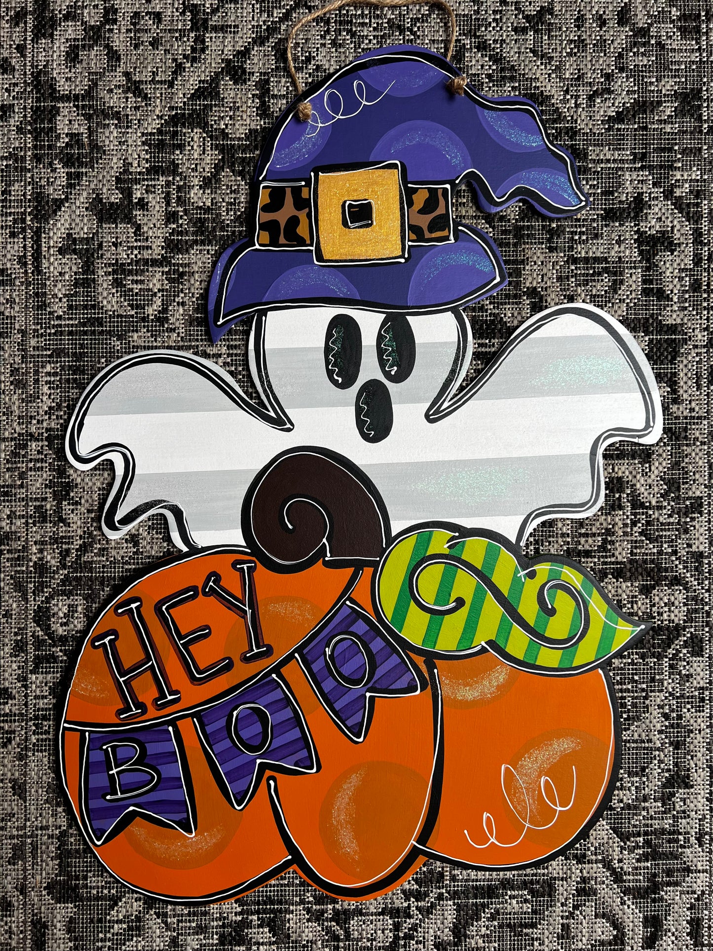 Hey Boo Pumpkin Ghost Door Hanger - Preorder