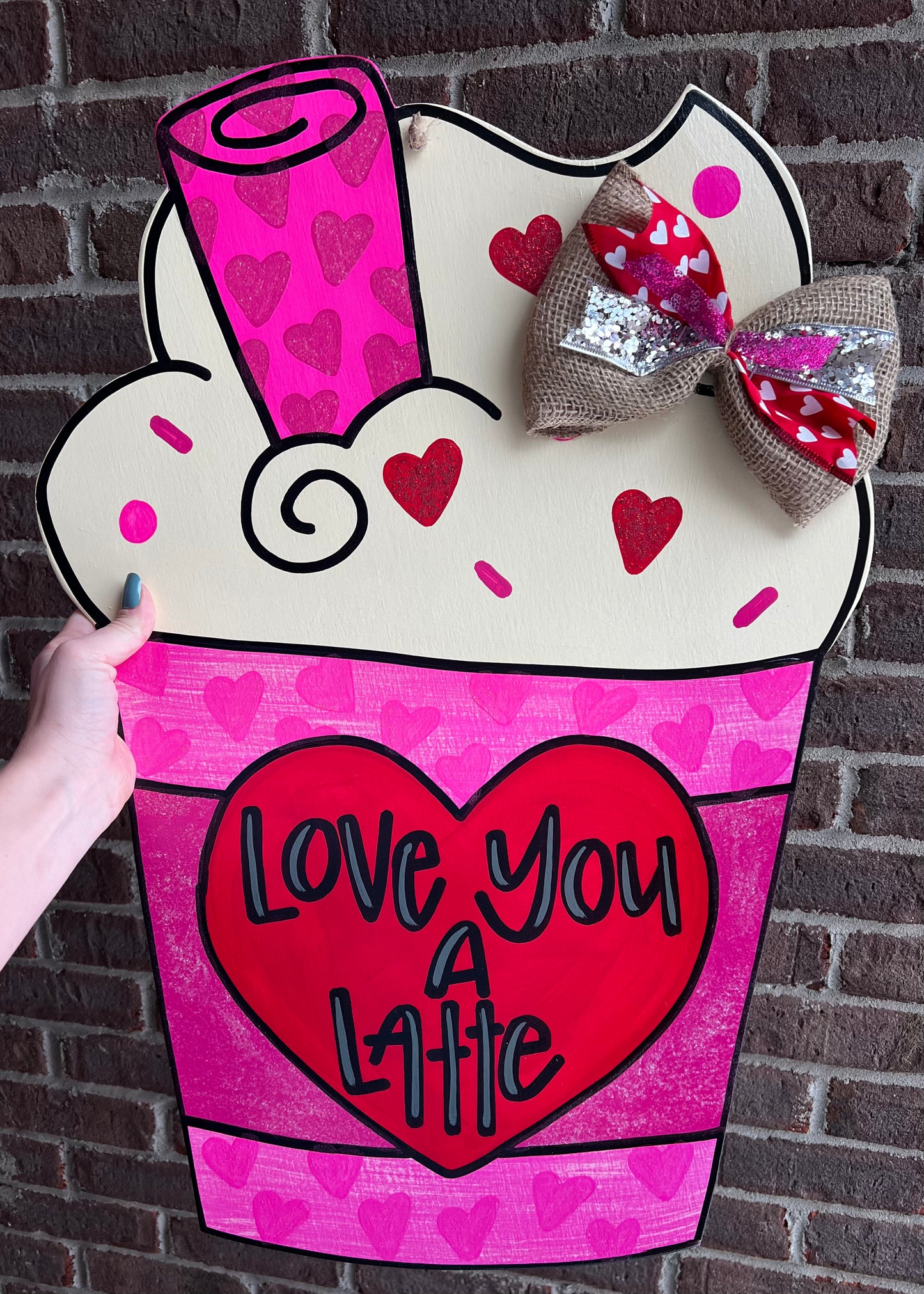 Love You Latte Pink Door Hanger - Preorder