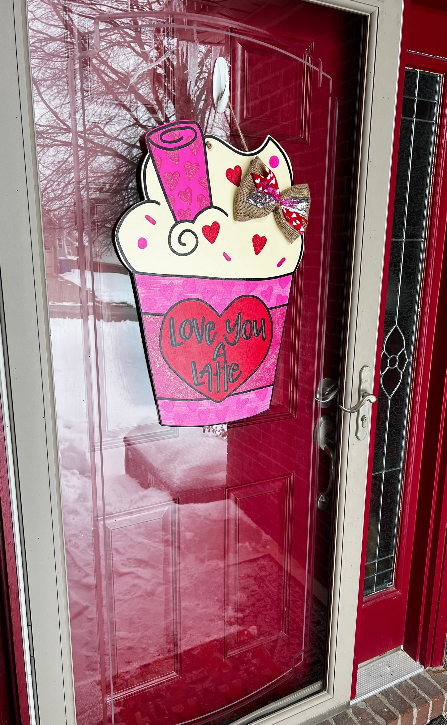 Love You Latte Pink Door Hanger - Preorder