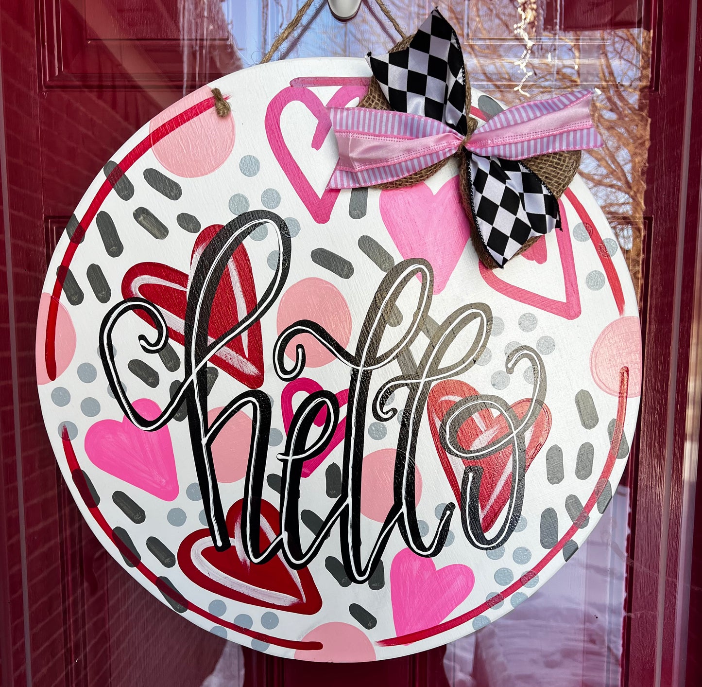 Hello Valentine Grey Door Hanger- Preorder