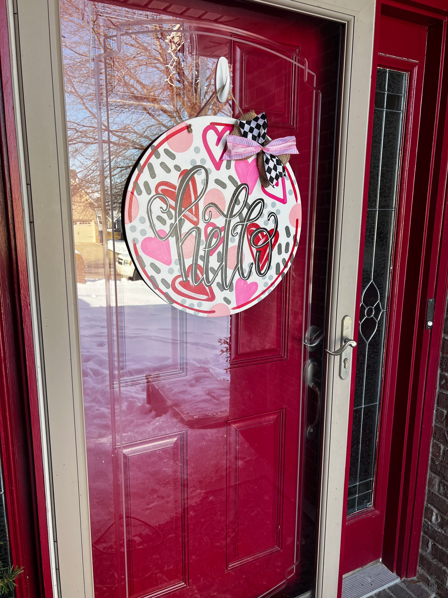 Hello Valentine Grey Door Hanger- Preorder