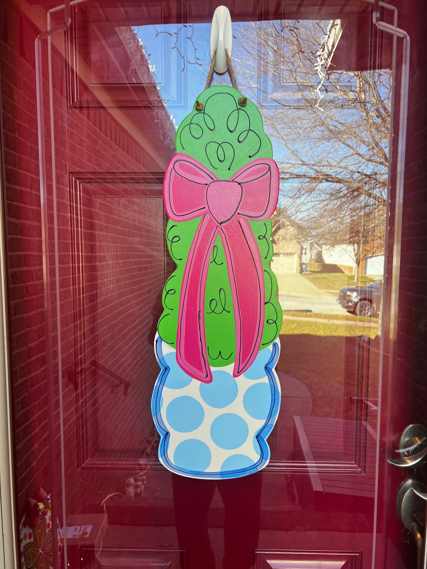Topiary With Bow Door Hanger - Preorder