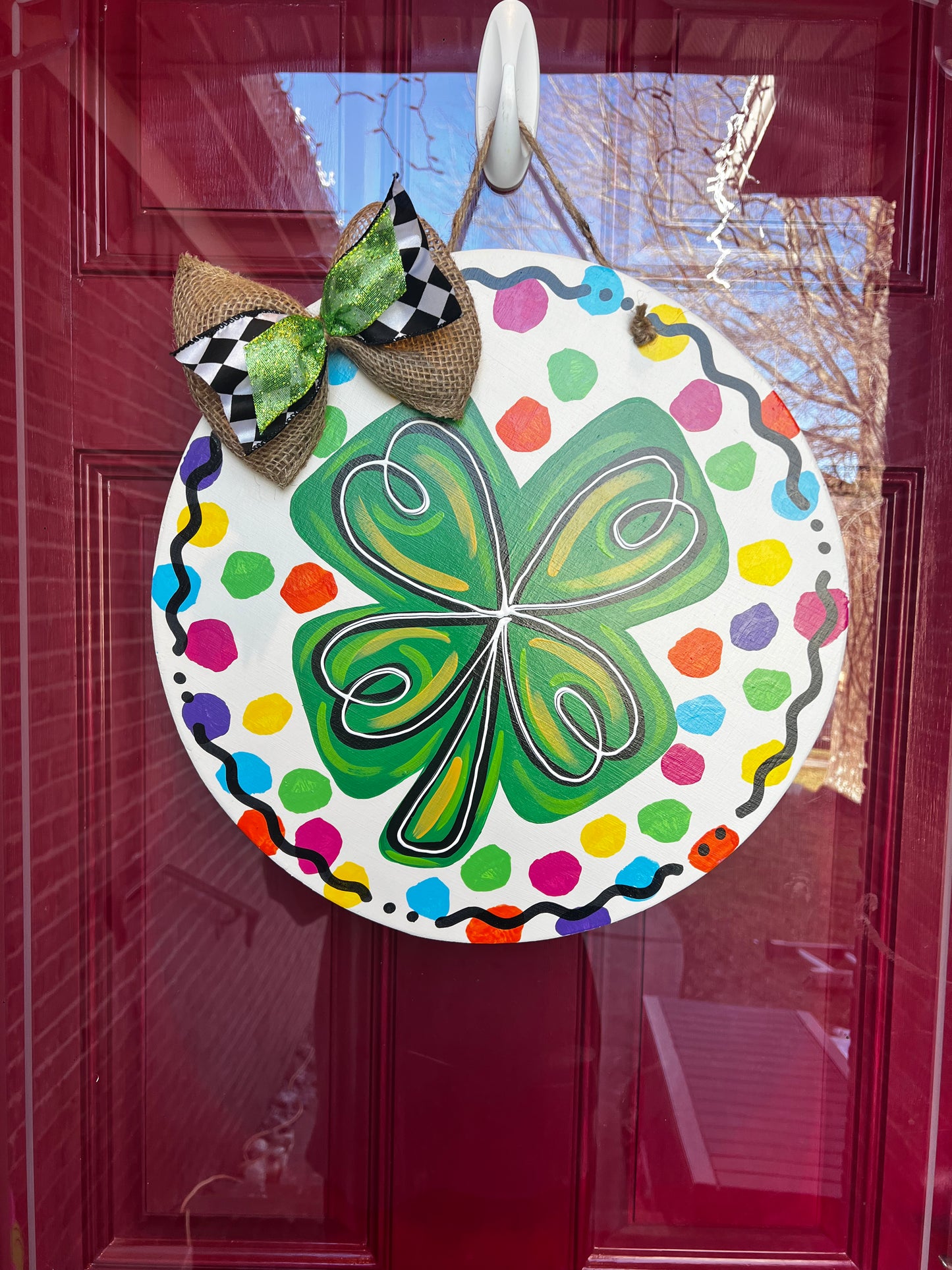 Shamrock Rainbow Dots Door Hanger- Preorder