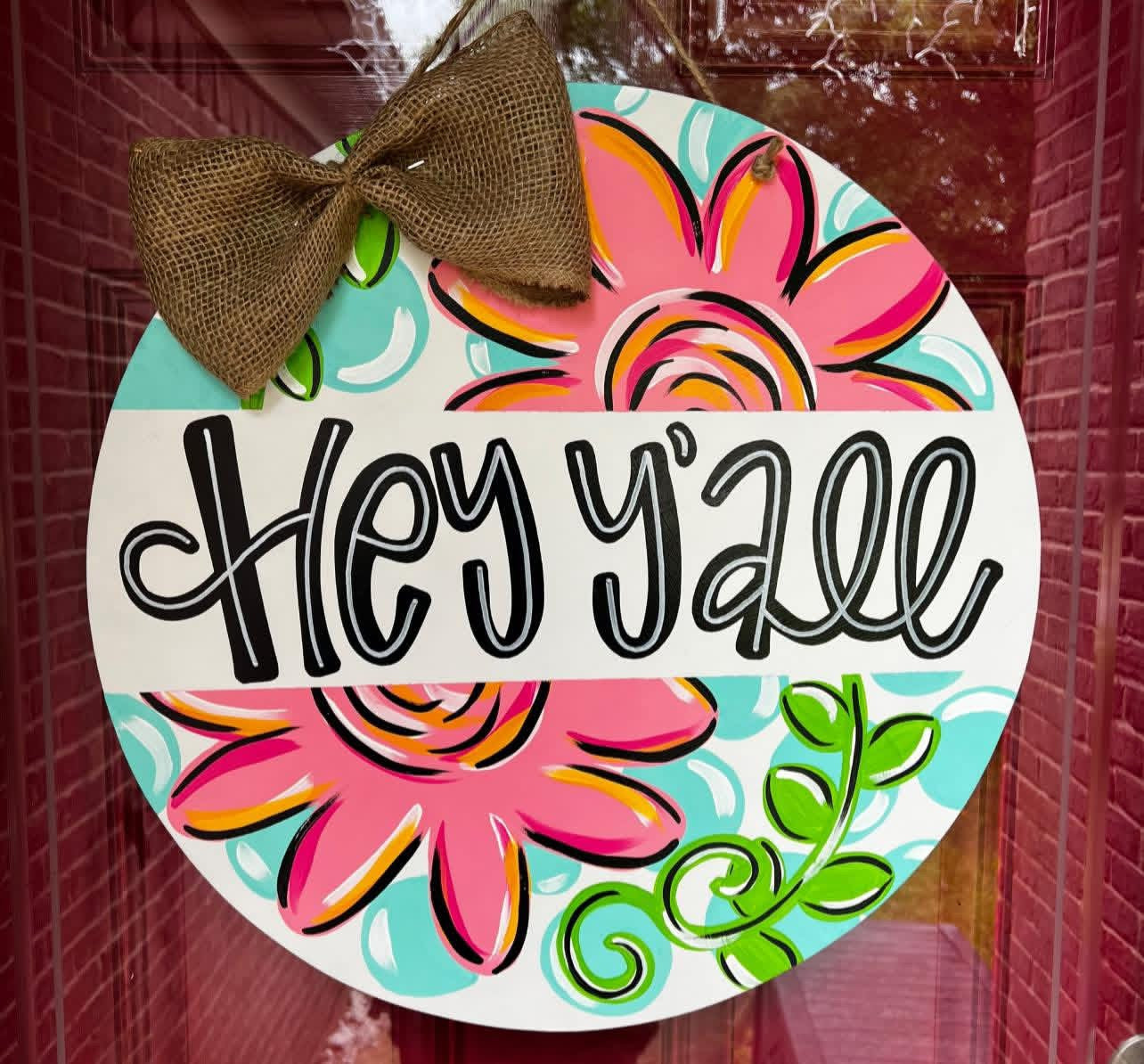 Hey Y’all Floral Door Hanger - Preorder