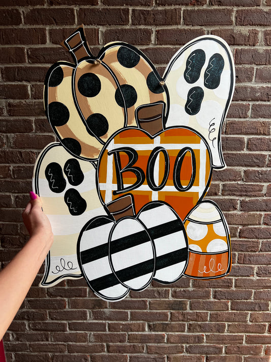 Stacked Pumpkin & Ghost Door Hanger - Preorder