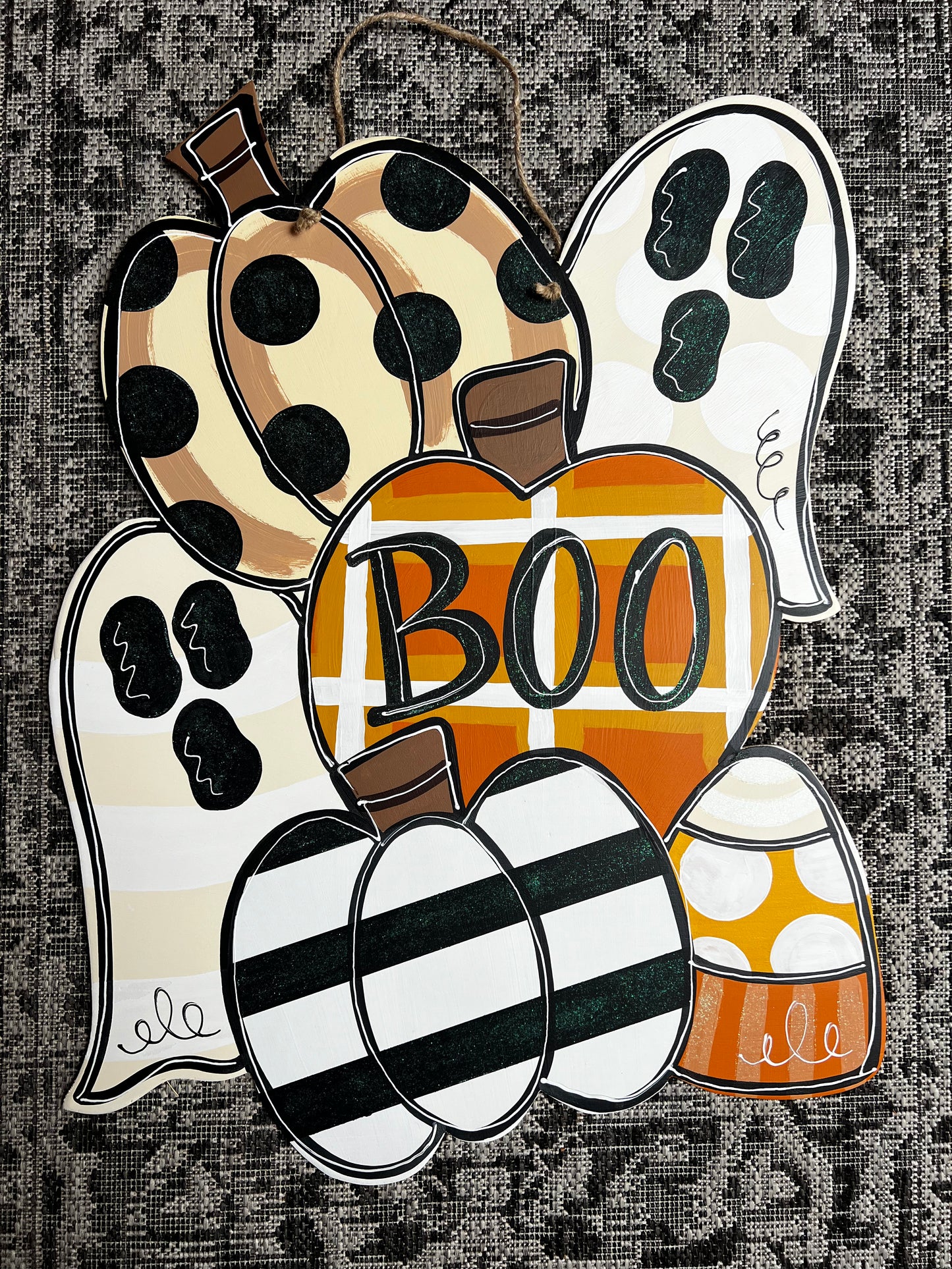 Stacked Pumpkin & Ghost Door Hanger - Preorder