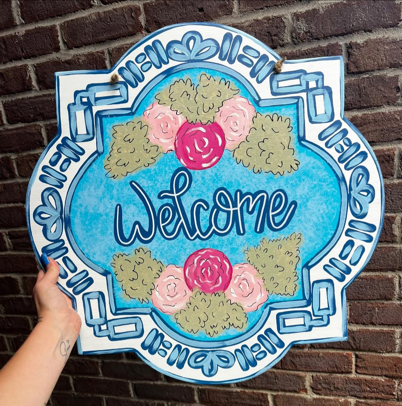 Welcome Blue Door Hanger - Preorder