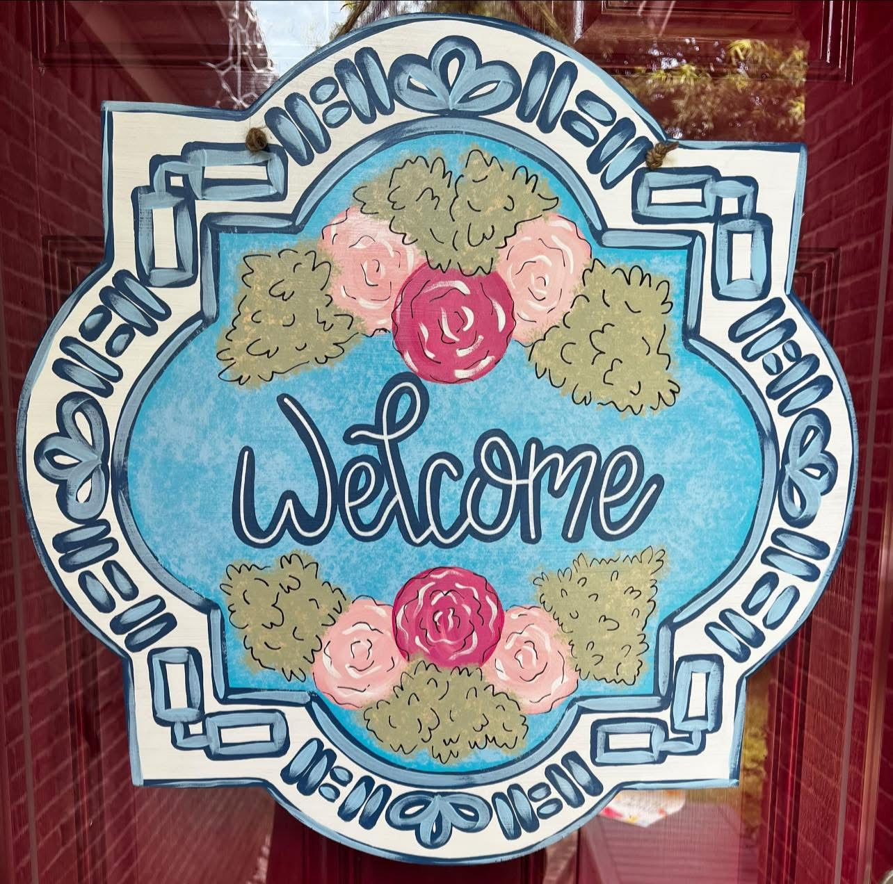 Welcome Blue Door Hanger - Preorder