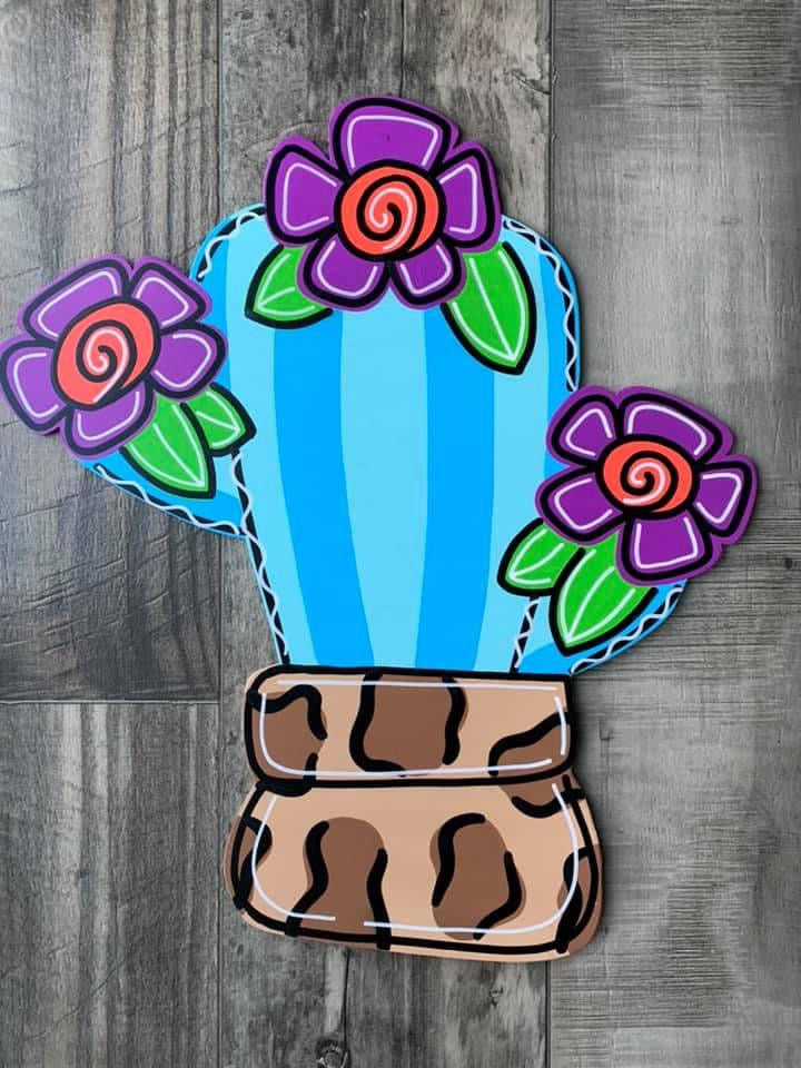 Blue Cactus Door Hanger - Preorder