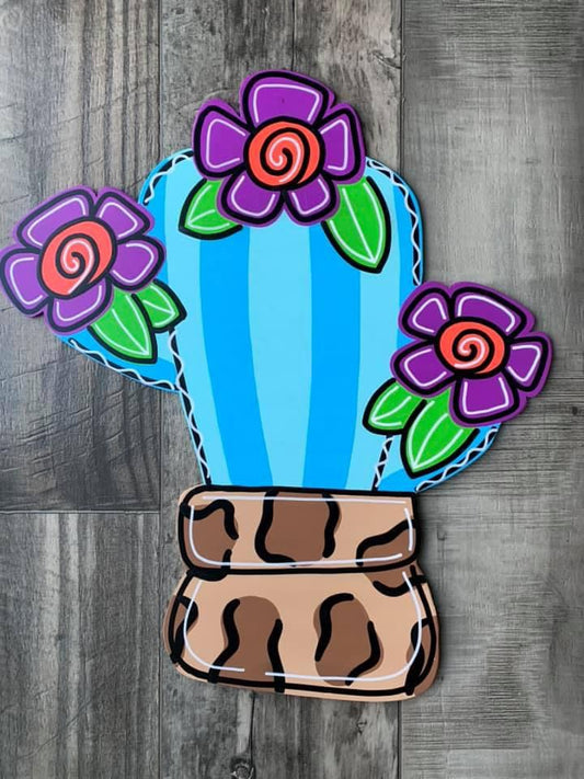 Blue Cactus Door Hanger - Preorder