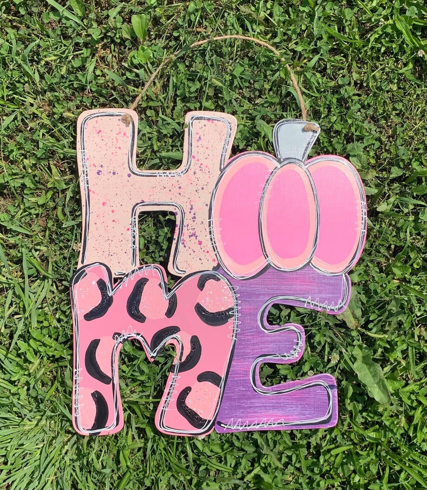 Pink Home Pumpkin Door Hanger - Preorder