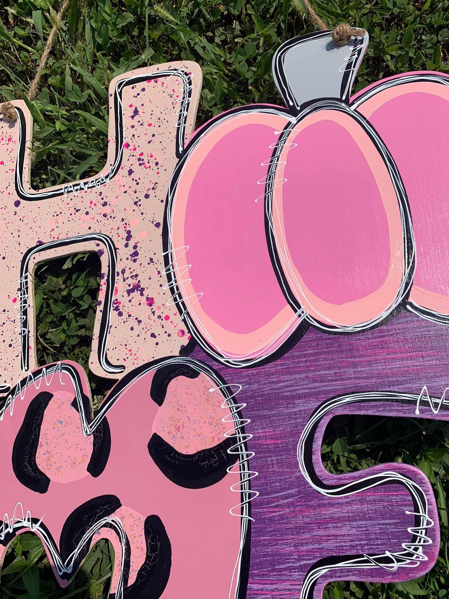 Pink Home Pumpkin Door Hanger - Preorder