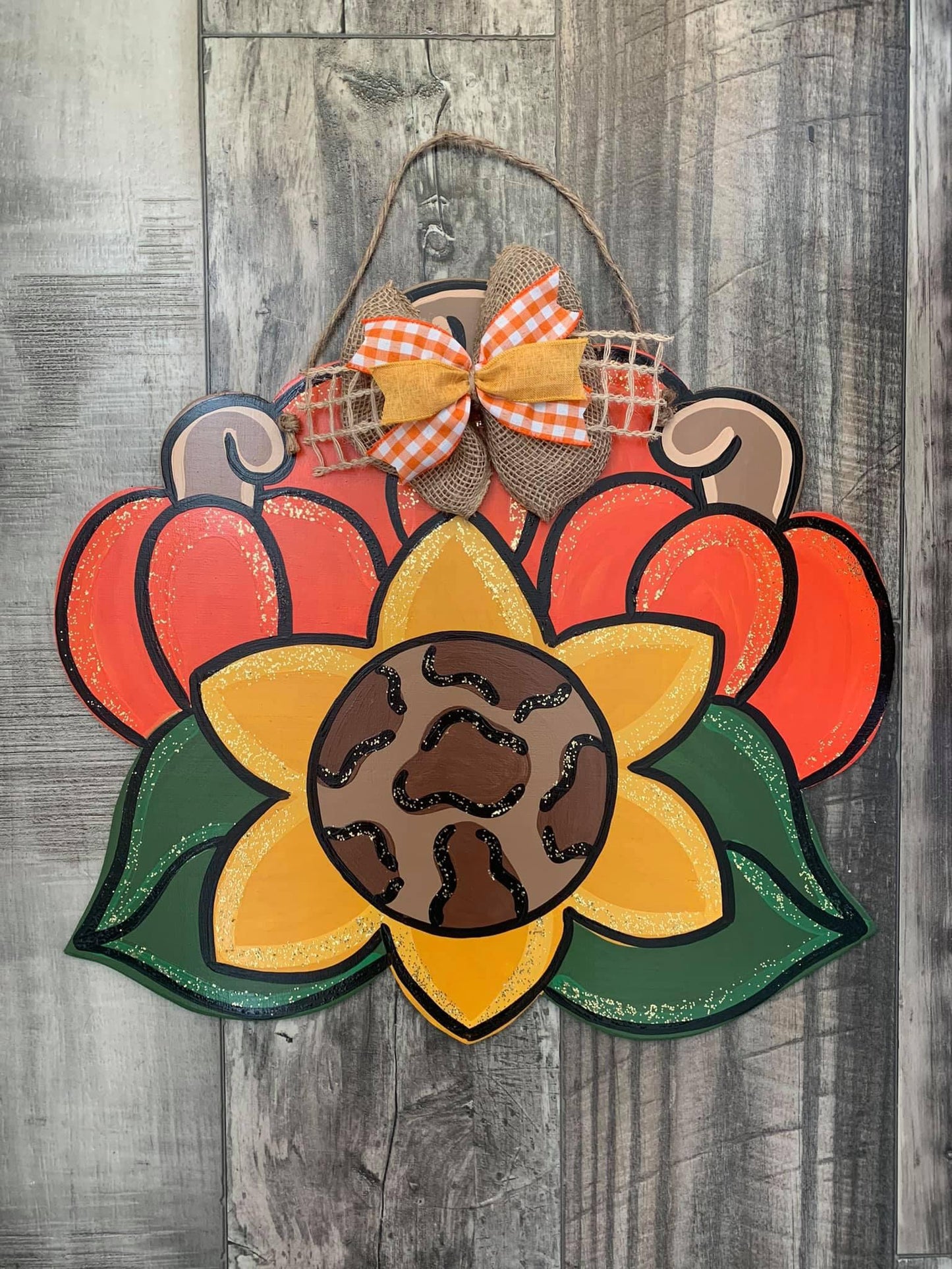 Pumpkin Sunflower Door Hanger - Preorder