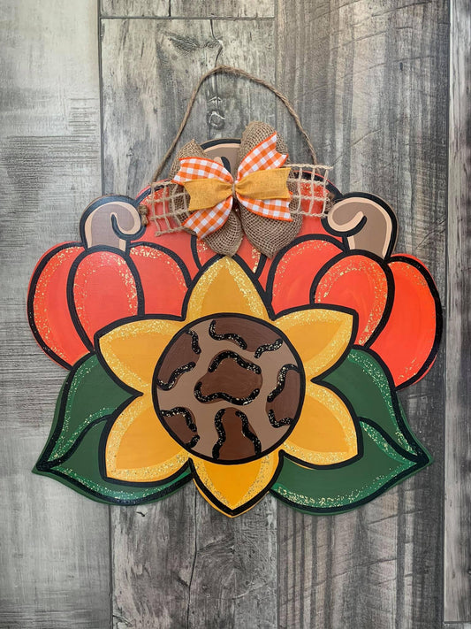Pumpkin Sunflower Door Hanger - Preorder